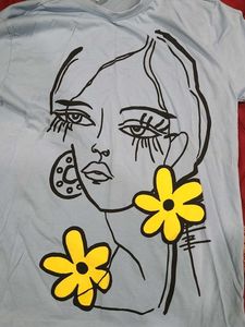 Graphic Tee with Floral Detail