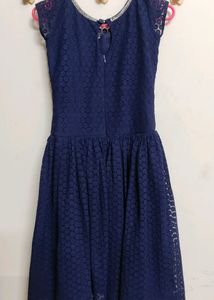 HIGH QUALITY STITCHED FROCK Navy Blue Knee Length