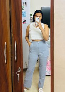 High Waisted Blue Trousers