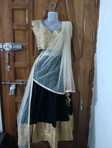 Elegant Black and Gold Lehenga Choli