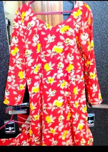 SALE ONLY FOR TODAY/ Floral Kurta Set Red♥️