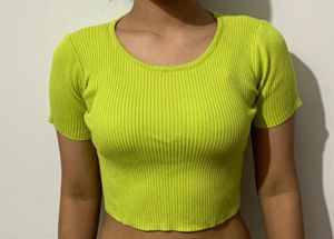Neon Green Ribbed Crop Top