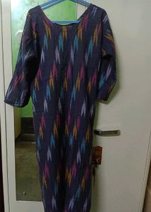 katki cotton kurta / kurti navy blue multicolour