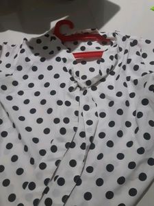 New Polka Dot White Top With Tie