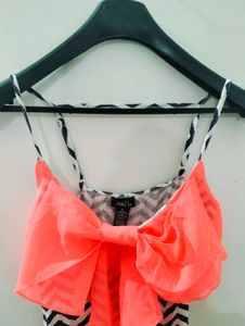 Coral Bow &amp; Chevron Chic Spaghetti Top🎀