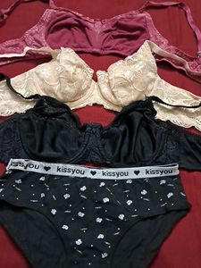 combo Of Four Imported Fabric Bra N Panty