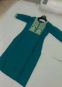 Teal Embroidered Kurti