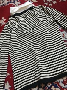 Striped Knit Top with Collar