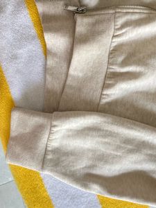 Beige Cropped Hoodie