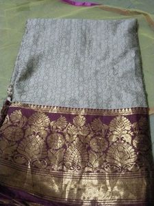 Grey Saree With Stitched Blouse