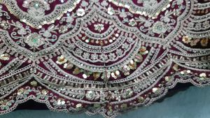 Wine  Jimmy Choo Embroidered Lehga