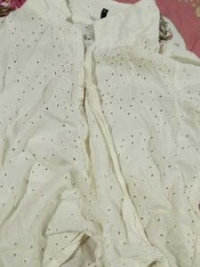 White Eyelet Tie-Front Top