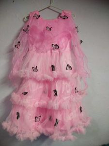 Pink Butterfly Layered Dress