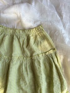 Green Gingham Tiered Mini-Skirt