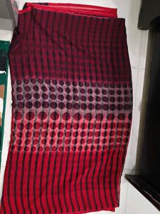 Red & Black Printed Saree