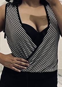 Black and white top Stripped
