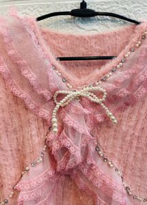 🇫🇷 Paris Imported Ruffle &amp; Pearl Sweater