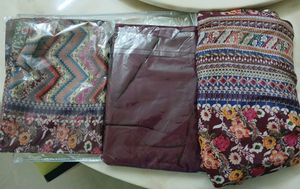 Floral Maroon Multi Colour Muslin Material