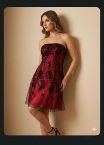 Elegant Red & Black Corset Mini Dress