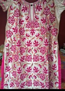 Pink Kashmiri Work Kurti