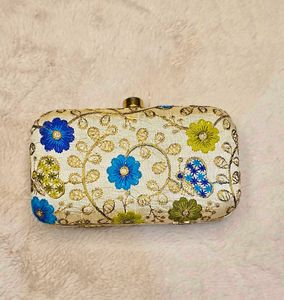 Floral Embroidered Clutch
