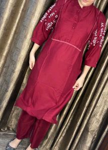 Free Shipping -Cherry Embroidered Kurta With Pants
