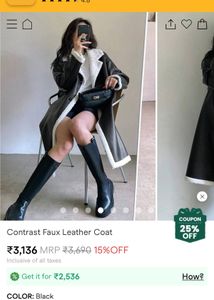 Contrast Faux Leather Coat