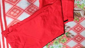 Red Bellbotton Type Pant With Black Strips!!