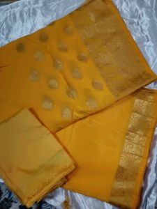 ANAYA Yellow Banarasi Saree With Blouse
