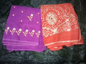 Embroidered Indian Sarees - Set of 2