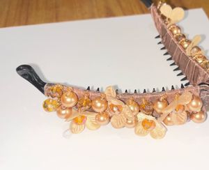 Decorative Banana Hair Clip with Pearls &amp; Crystals