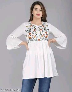 Embroidered White Tunic Top