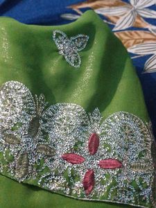 Royal Blue &amp; Gold Embellished Fabric
