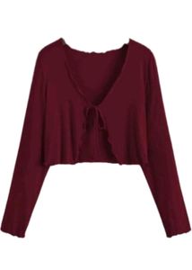 Burgundy Tie-Front Crop Top