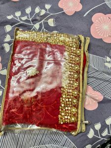 Red Embroidered Saree with Blouse