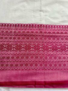 Brand New Elegant White &amp; Pink Handloom Saree