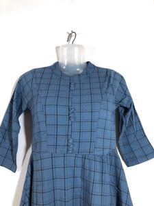 Dark Blue Checked Dress (Women’s)