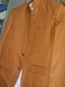 Men&#39;s Brown Mandarin Collar Blazer