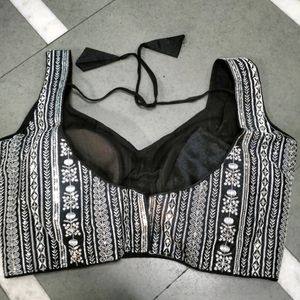 Black Colour Chicken Work Sequence Blouse