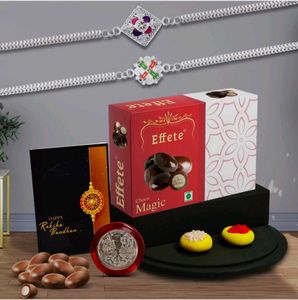 Silver Set Rakhi Combo Pack