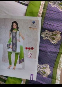 Libas White Cotton Dress Material
