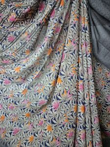 Floral Blue Easy To Wear Saree|New With Blouse