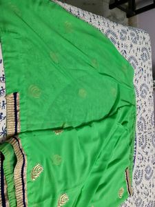 Pista Green Colour Embroidered Saree.