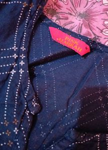 Navy Blue Bandhni Print Kurti