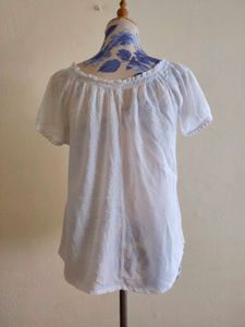 White Peasant Blouse with Lace