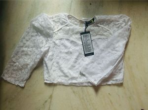 White Lace Puff Sleeve Top
