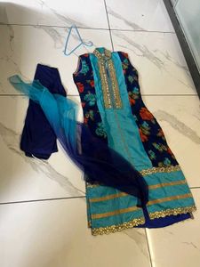Floral & Blue  3 Piece Dress Set