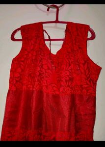 Red Lace Overlay Dress
