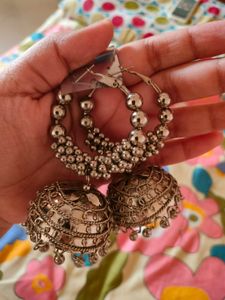 Black Metal Punjabi Jhumka For Women