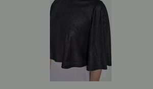 Silver Round Neck Flared Short Polyester Top